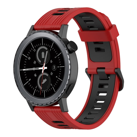 For Samsung Gear S2 Classic 20mm Vertical Pattern Two-Color Silicone Watch Band(Red+Black) - Watch Bands by buy2fix | Online Shopping UK | buy2fix