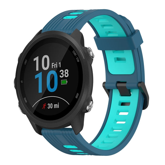 For Garmin Forerunner 245 20mm Vertical Pattern Two-Color Silicone Watch Band(Blue+Water Duck) - Watch Bands by buy2fix | Online Shopping UK | buy2fix