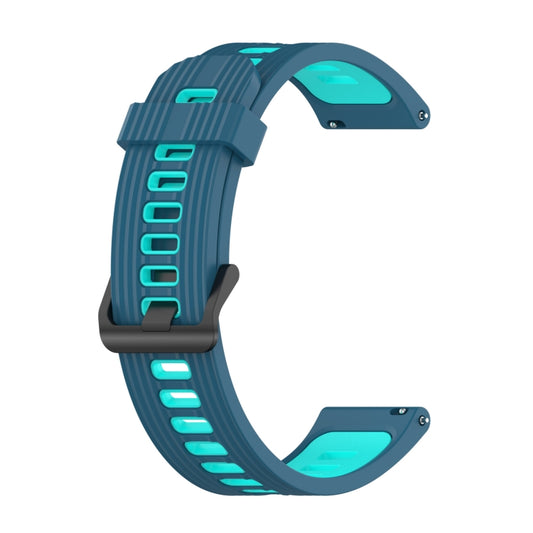For Garmin Forerunner 245 20mm Vertical Pattern Two-Color Silicone Watch Band(Blue+Water Duck) - Watch Bands by buy2fix | Online Shopping UK | buy2fix