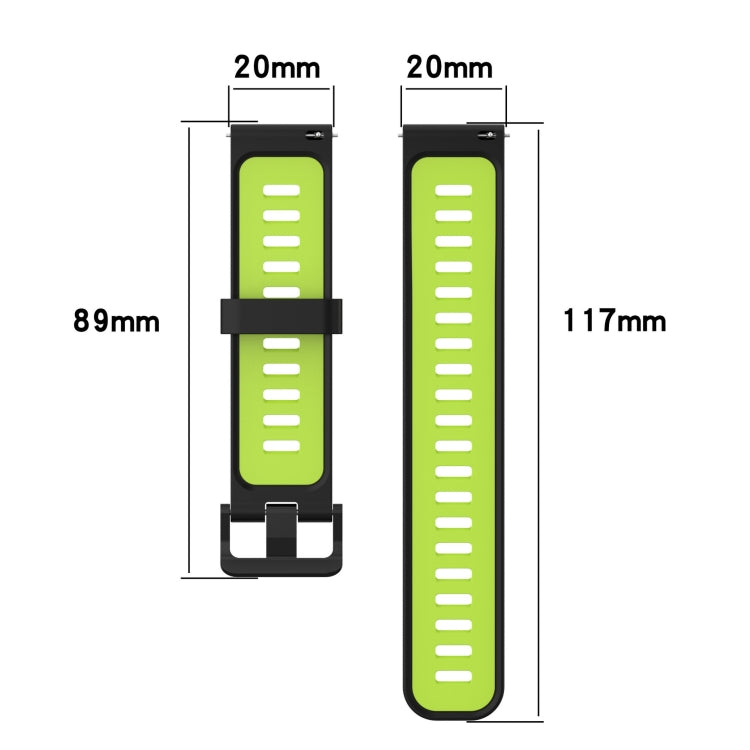 For Garmin Forerunner 245 20mm Vertical Pattern Two-Color Silicone Watch Band(Blue+Water Duck) - Watch Bands by buy2fix | Online Shopping UK | buy2fix