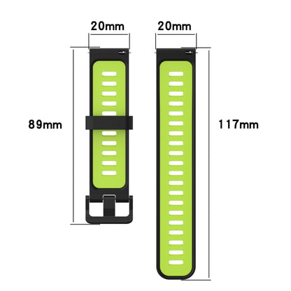 For Garmin Forerunner 245 20mm Vertical Pattern Two-Color Silicone Watch Band(Blue+Water Duck) - Watch Bands by buy2fix | Online Shopping UK | buy2fix
