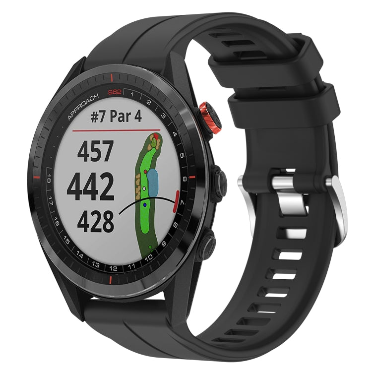For Garmin Approach S62 22mm Silicone Sports Watch Band(Black) - Watch Bands by buy2fix | Online Shopping UK | buy2fix
