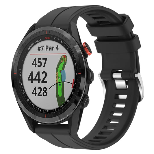 For Garmin Approach S62 22mm Silicone Sports Watch Band(Black) - Watch Bands by buy2fix | Online Shopping UK | buy2fix