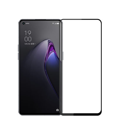For OPPO Reno8 PINWUYO 9H 2.5D Full Screen Tempered Glass Film(Black) - OPPO Tempered Glass by PINWUYO | Online Shopping UK | buy2fix