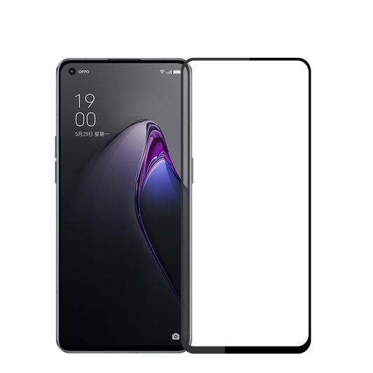 For OPPO Reno8 PINWUYO 9H 2.5D Full Screen Tempered Glass Film(Black) - OPPO Tempered Glass by PINWUYO | Online Shopping UK | buy2fix