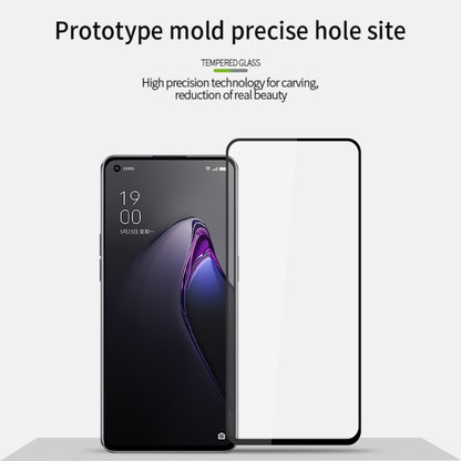 For OPPO Reno8 PINWUYO 9H 2.5D Full Screen Tempered Glass Film(Black) - OPPO Tempered Glass by PINWUYO | Online Shopping UK | buy2fix