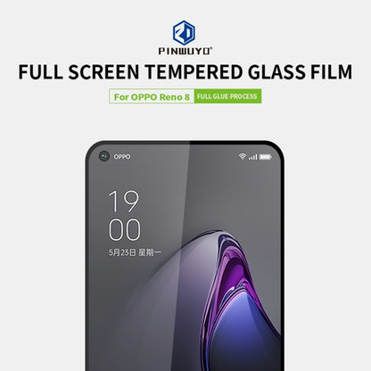 For OPPO Reno8 PINWUYO 9H 2.5D Full Screen Tempered Glass Film(Black) - OPPO Tempered Glass by PINWUYO | Online Shopping UK | buy2fix