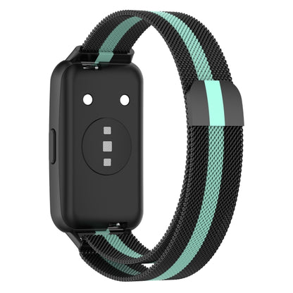 For Huawei Band 7 Milan Magnetic Watch Band(Black+Green) by buy2fix