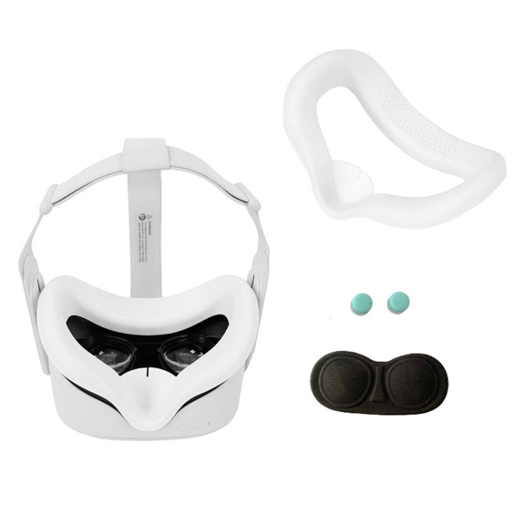 JD-391215 Suitable for Oculus Quest2 Generation VR Eye Mask Silicone Cover + Lens Cover Set(white) by buy2fix