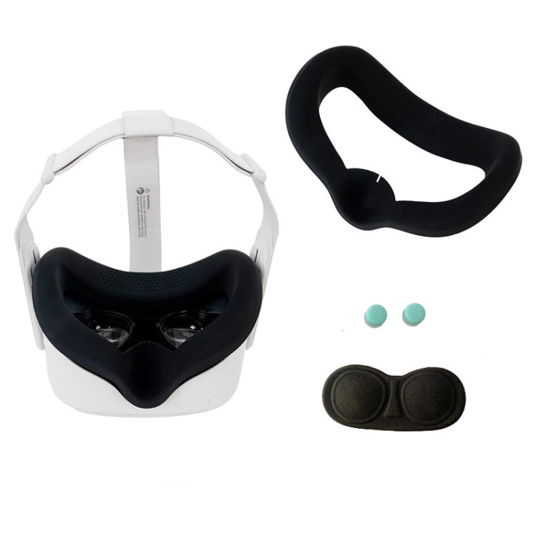 JD-391215 Suitable for Oculus Quest2 Generation VR Eye Mask Silicone Cover + Lens Cover Set(black) by buy2fix