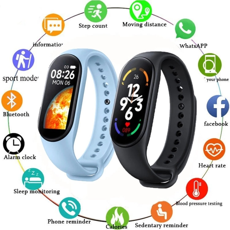M7 0.96 inch Color Screen Smart Watch,Support Heart Rate Monitoring/Blood Pressure Monitoring(Light Blue) by buy2fix
