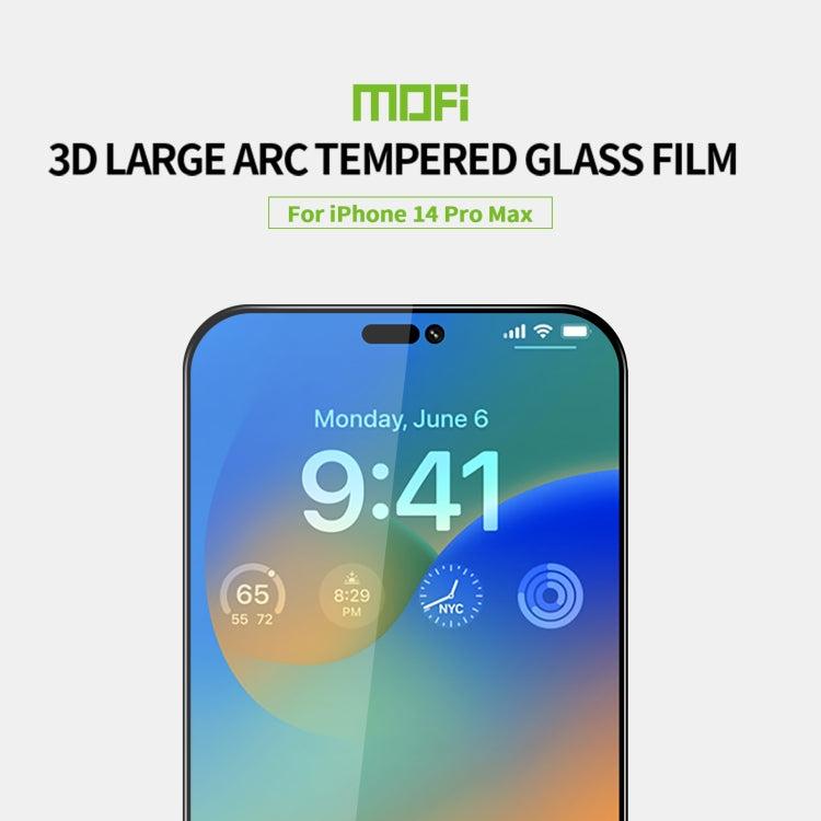 For iPhone 14 Pro Max MOFI 9H 3D Explosion-proof Curved Screen Tempered Glass Film(Black) - iPhone 14 Pro Max Tempered Glass by MOFI | Online Shopping UK | buy2fix