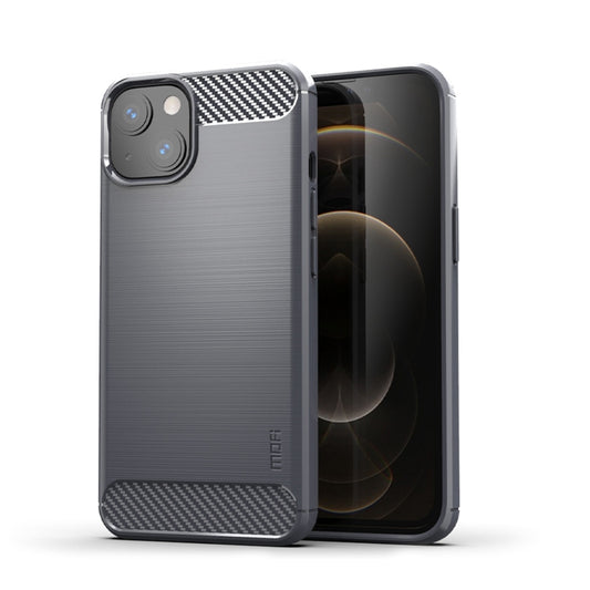 For iPhone 14 MOFI Gentleness Brushed Texture Carbon Fiber TPU Phone Case (Gray) - iPhone 14 Cases by MOFI | Online Shopping UK | buy2fix