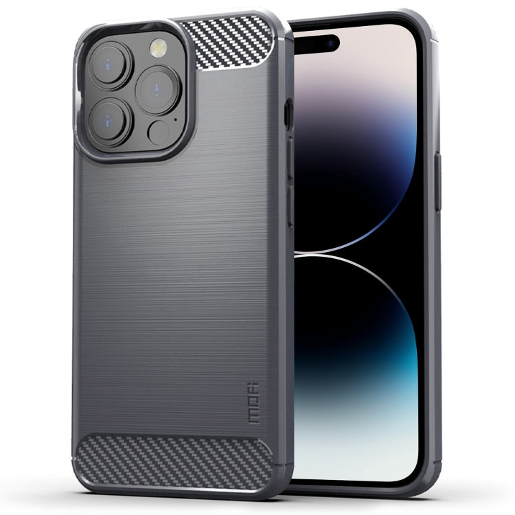 For iPhone 14 Pro MOFI Gentleness Brushed Texture Carbon Fiber TPU Phone Case (Gray) - iPhone 14 Pro Cases by MOFI | Online Shopping UK | buy2fix