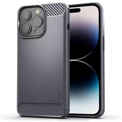 For iPhone 14 Pro MOFI Gentleness Brushed Texture Carbon Fiber TPU Phone Case (Gray) - iPhone 14 Pro Cases by MOFI | Online Shopping UK | buy2fix