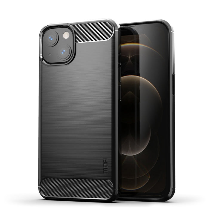 For iPhone 14 Plus MOFI Gentleness Brushed Texture Carbon Fiber TPU Phone Case  (Black) - iPhone 14 Plus Cases by MOFI | Online Shopping UK | buy2fix