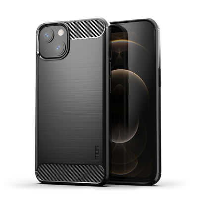For iPhone 14 Plus MOFI Gentleness Brushed Texture Carbon Fiber TPU Phone Case  (Black) - iPhone 14 Plus Cases by MOFI | Online Shopping UK | buy2fix