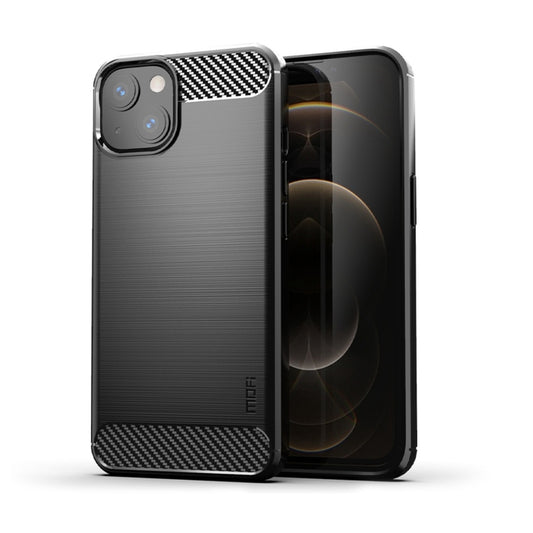 For iPhone 14 Plus MOFI Gentleness Brushed Texture Carbon Fiber TPU Phone Case  (Black) - iPhone 14 Plus Cases by MOFI | Online Shopping UK | buy2fix