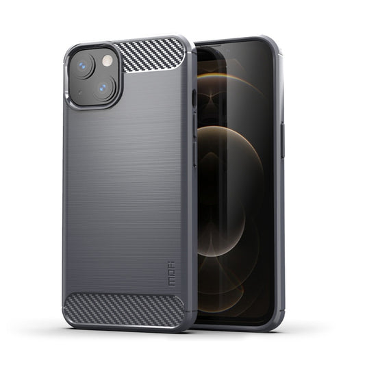 For iPhone 14 Plus MOFI Gentleness Brushed Texture Carbon Fiber TPU Phone Case  (Gray) - iPhone 14 Plus Cases by MOFI | Online Shopping UK | buy2fix