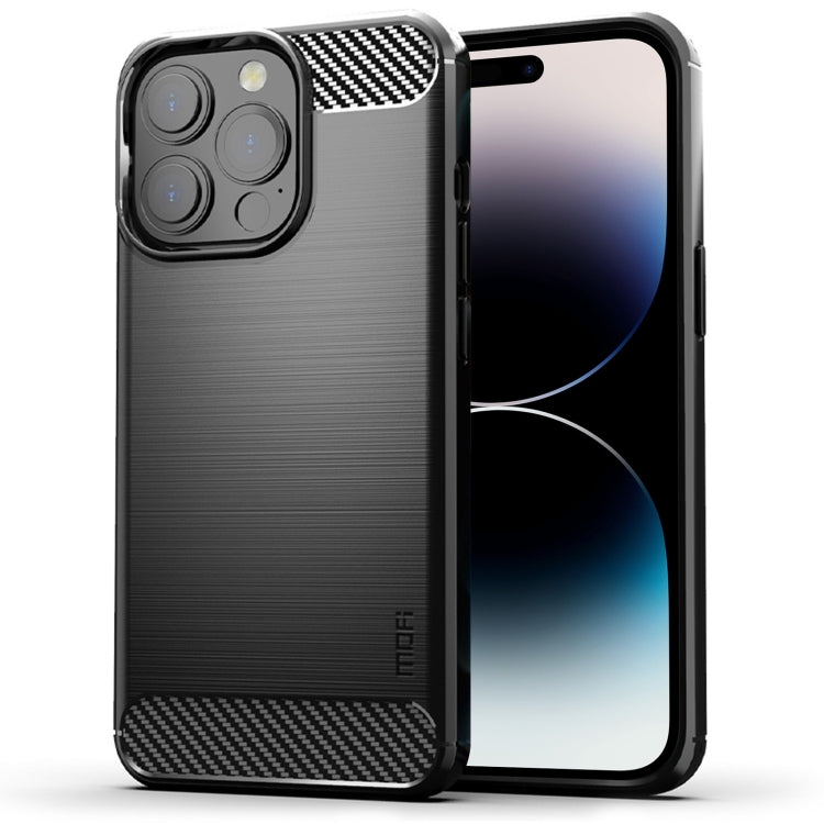 For iPhone 14 Pro Max MOFI Gentleness Brushed Texture Carbon Fiber TPU Phone Case (Black) - iPhone 14 Pro Max Cases by MOFI | Online Shopping UK | buy2fix