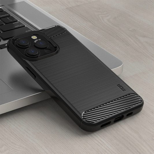 For iPhone 14 Pro Max MOFI Gentleness Brushed Texture Carbon Fiber TPU Phone Case (Black) - iPhone 14 Pro Max Cases by MOFI | Online Shopping UK | buy2fix