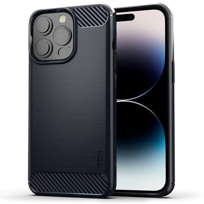 For iPhone 14 Pro Max MOFI Gentleness Brushed Texture Carbon Fiber TPU Phone Case (Blue) - iPhone 14 Pro Max Cases by MOFI | Online Shopping UK | buy2fix