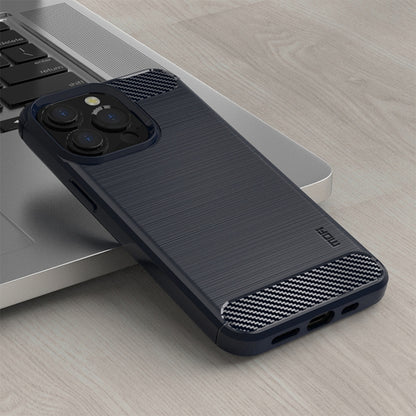 For iPhone 14 Pro Max MOFI Gentleness Brushed Texture Carbon Fiber TPU Phone Case (Blue) - iPhone 14 Pro Max Cases by MOFI | Online Shopping UK | buy2fix