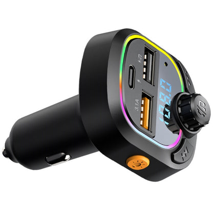 C28 Fast Charging Atmosphere Light Handsfree Car Kit Car Mp3 Player Stereo FM Transmitter - Bluetooth Car Kits by buy2fix | Online Shopping UK | buy2fix