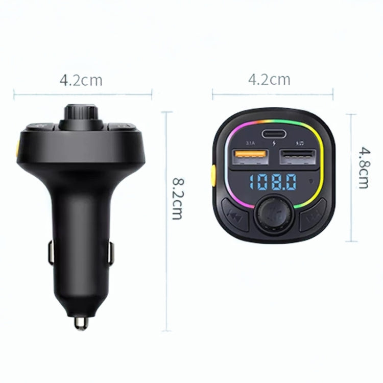 C28 Fast Charging Atmosphere Light Handsfree Car Kit Car Mp3 Player Stereo FM Transmitter - Bluetooth Car Kits by buy2fix | Online Shopping UK | buy2fix