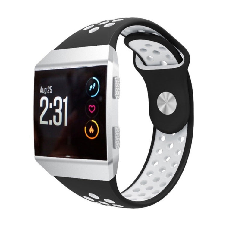 For Fitbit Ionic Breathable Two-tone Silicone Watch Band(Black White) - Watch Bands by buy2fix | Online Shopping UK | buy2fix