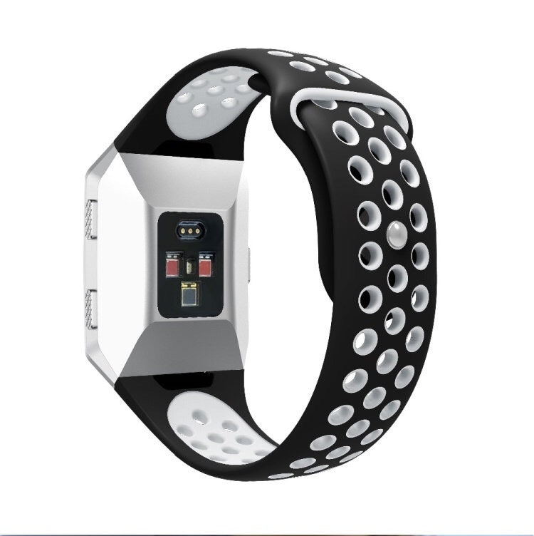 For Fitbit Ionic Breathable Two-tone Silicone Watch Band(Black White) - Watch Bands by buy2fix | Online Shopping UK | buy2fix