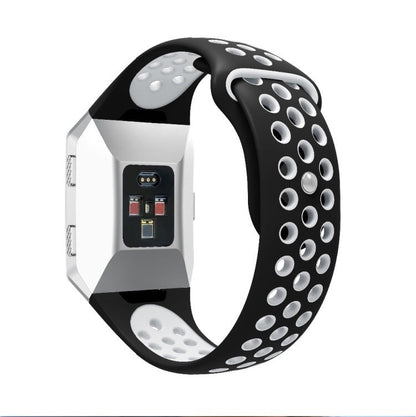 For Fitbit Ionic Breathable Two-tone Silicone Watch Band(Black White) - Watch Bands by buy2fix | Online Shopping UK | buy2fix