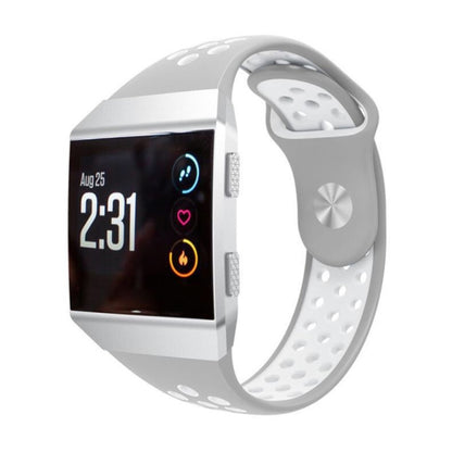 For Fitbit Ionic Breathable Two-tone Silicone Watch Band(Grey White) - Watch Bands by buy2fix | Online Shopping UK | buy2fix