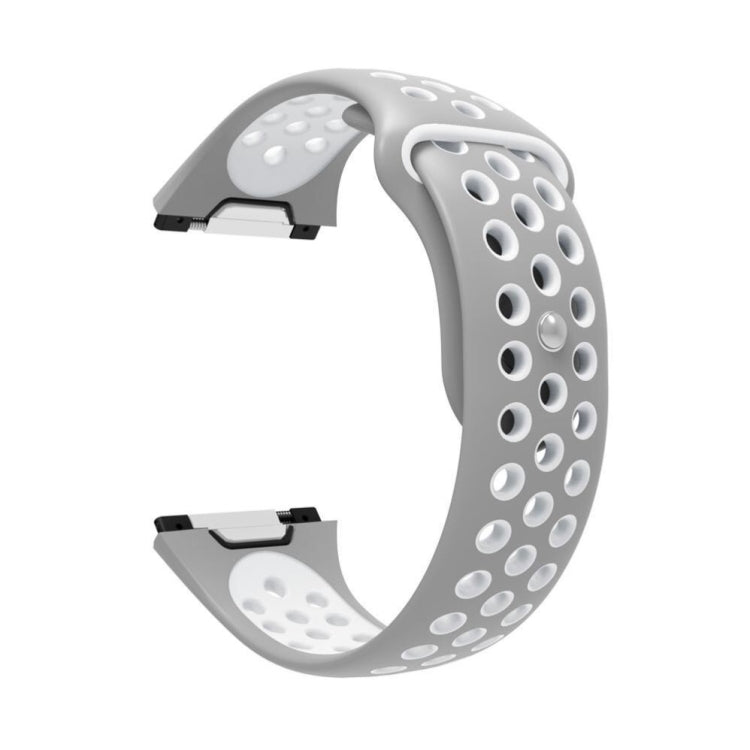 For Fitbit Ionic Breathable Two-tone Silicone Watch Band(Grey White) - Watch Bands by buy2fix | Online Shopping UK | buy2fix