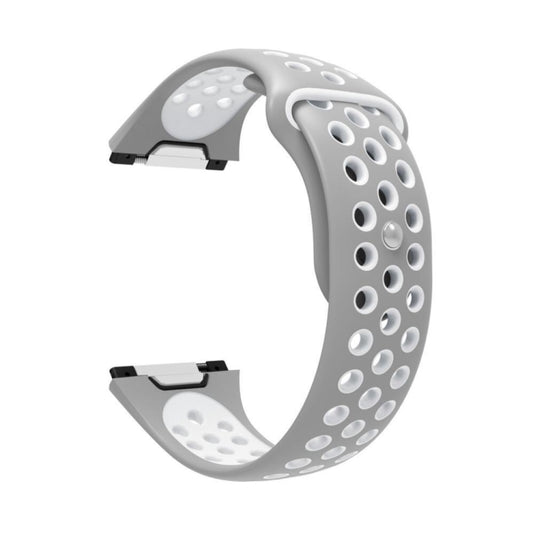 For Fitbit Ionic Breathable Two-tone Silicone Watch Band(Grey White) - Watch Bands by buy2fix | Online Shopping UK | buy2fix
