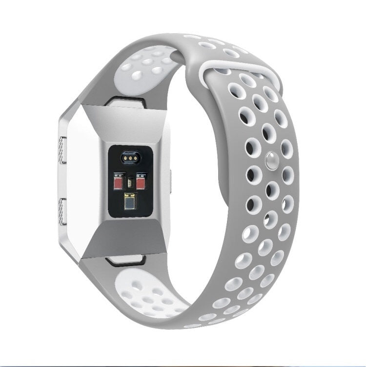 For Fitbit Ionic Breathable Two-tone Silicone Watch Band(Grey White) - Watch Bands by buy2fix | Online Shopping UK | buy2fix