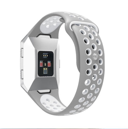 For Fitbit Ionic Breathable Two-tone Silicone Watch Band(Grey White) - Watch Bands by buy2fix | Online Shopping UK | buy2fix