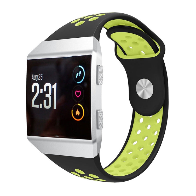 For Fitbit Ionic Breathable Two-tone Silicone Watch Band(Black  Yellow) - Watch Bands by buy2fix | Online Shopping UK | buy2fix