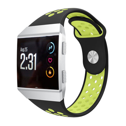 For Fitbit Ionic Breathable Two-tone Silicone Watch Band(Black  Yellow) - Watch Bands by buy2fix | Online Shopping UK | buy2fix