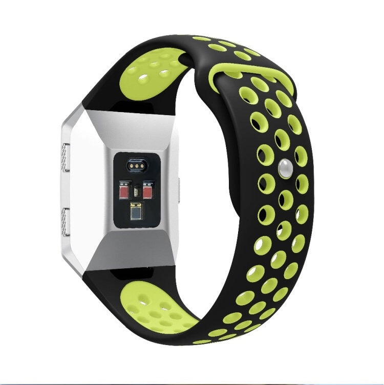For Fitbit Ionic Breathable Two-tone Silicone Watch Band(Black  Yellow) - Watch Bands by buy2fix | Online Shopping UK | buy2fix