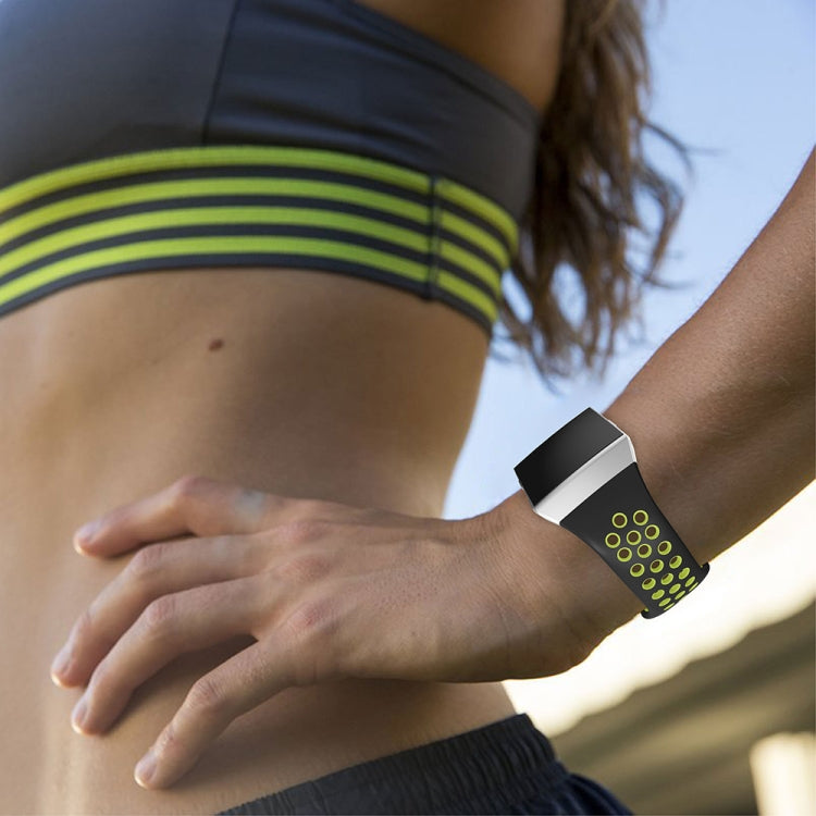 For Fitbit Ionic Breathable Two-tone Silicone Watch Band(Black  Yellow) - Watch Bands by buy2fix | Online Shopping UK | buy2fix