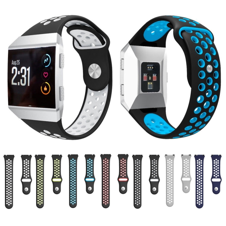 For Fitbit Ionic Breathable Two-tone Silicone Watch Band(Black White) - Watch Bands by buy2fix | Online Shopping UK | buy2fix