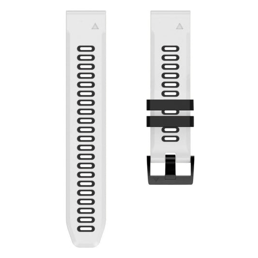 For Garmin Fenix 7X 26mm Silicone Sports Two-Color Watch Band(White+Black) - Watch Bands by buy2fix | Online Shopping UK | buy2fix