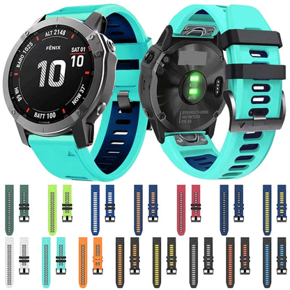 For Garmin Fenix 7X Solar 26mm Silicone Sports Two-Color Watch Band(Red+Black) - Watch Bands by buy2fix | Online Shopping UK | buy2fix