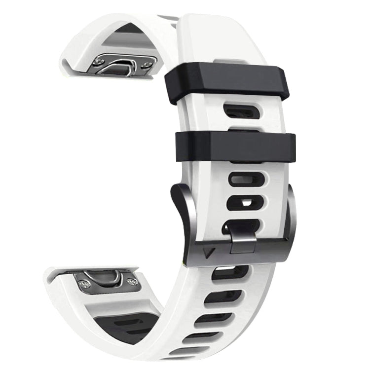 For Garmin Tactix 7 Pro 26mm Silicone Sports Two-Color Watch Band(White+Black) - Watch Bands by buy2fix | Online Shopping UK | buy2fix