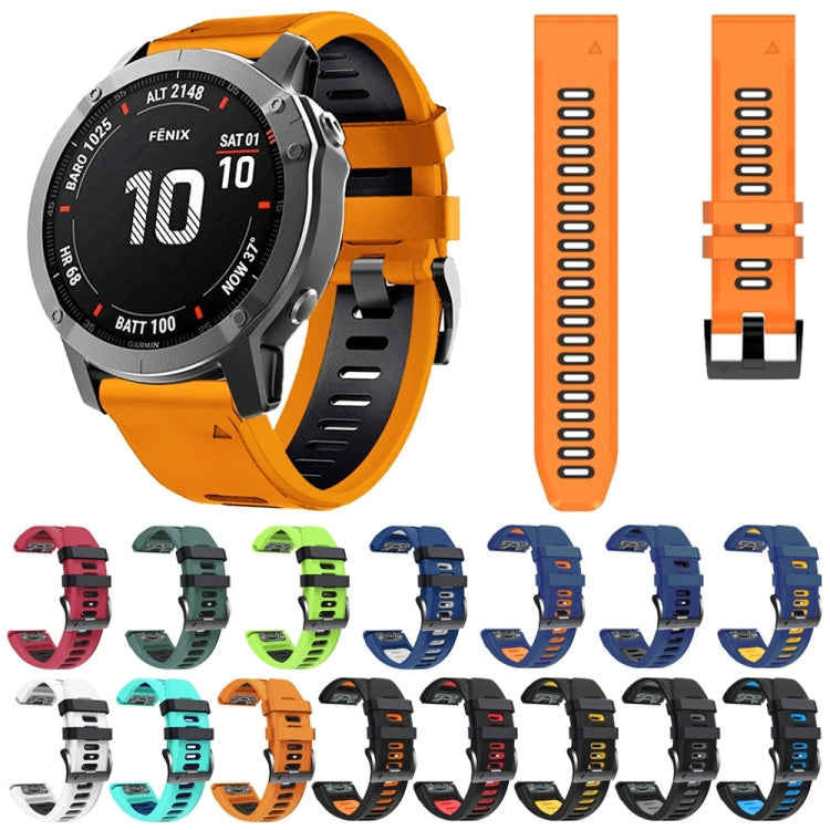 For Garmin Tactix 7 Pro 26mm Silicone Sports Two-Color Watch Band(White+Black) - Watch Bands by buy2fix | Online Shopping UK | buy2fix