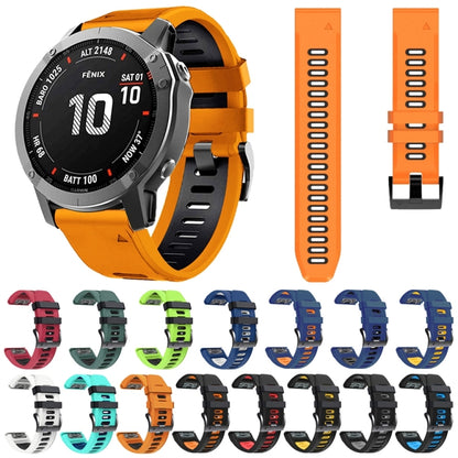 For Garmin Tactix 7 Pro 26mm Silicone Sports Two-Color Watch Band(White+Black) - Watch Bands by buy2fix | Online Shopping UK | buy2fix