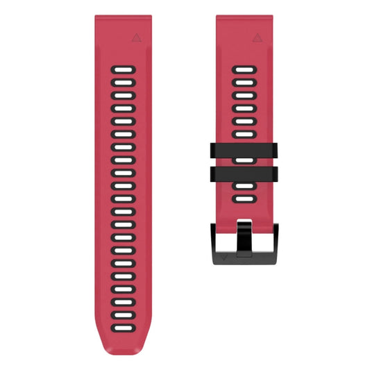 For Garmin Fenix 6X 26mm Silicone Sports Two-Color Watch Band(Red+Black) - Watch Bands by buy2fix | Online Shopping UK | buy2fix
