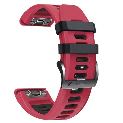 For Garmin Fenix 6X 26mm Silicone Sports Two-Color Watch Band(Red+Black) - Watch Bands by buy2fix | Online Shopping UK | buy2fix