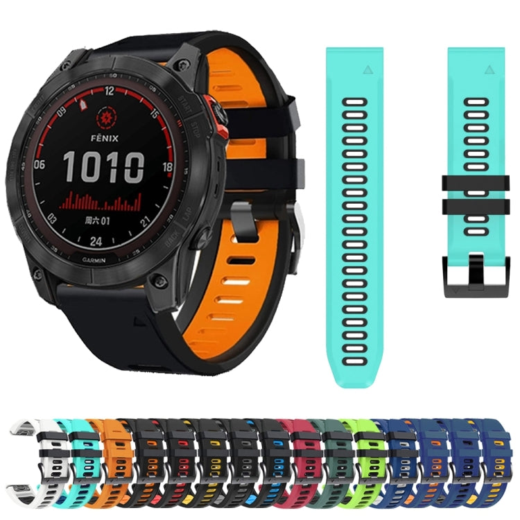 For Garmin Fenix 6X 26mm Silicone Sports Two-Color Watch Band(Orange+Black) - Watch Bands by buy2fix | Online Shopping UK | buy2fix